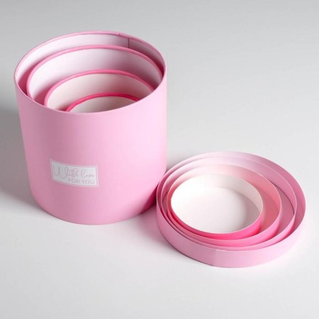 A set of boxes of thin cardboard 4 in 1, gift packaging, “pink”, 12 x 12 - 20 x 20 cm-9