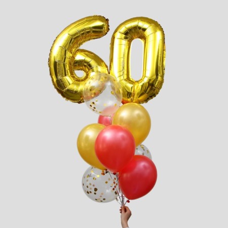 Fountain from the balls "60 years", latex, foil, 11 pcs.