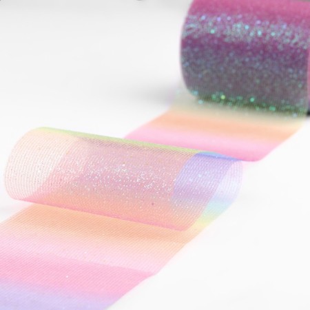 Fatin with glitter "Rainbow", 7.5 cm, 11 ± 1 g/sq.m, 9 ± 0.5 m, color red No. 3-1