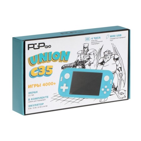 Game console PGP AIO Union C35b, Mini USB Cable, 64 bits, 4000 games, blue-3