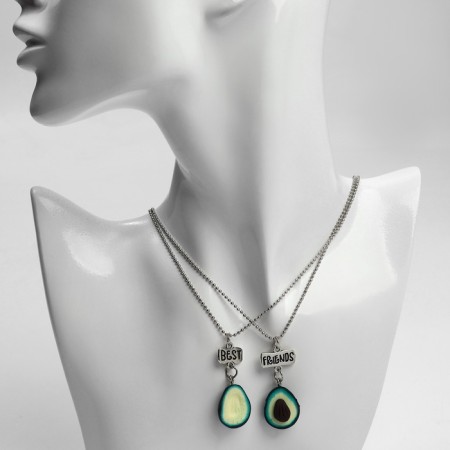 Kulons "Demetrines" avocados, green-brown color in black silver, l = 45 cm-8
