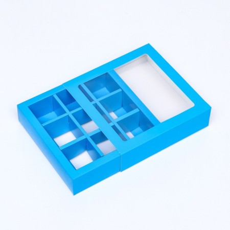 Box for 9 sweets with a shell, blue, 13.7 x 13.7 x 3.5 cm-2