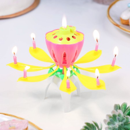 Candle for Cake Musical "Tulip", yellow, 12 × 5 cm-1