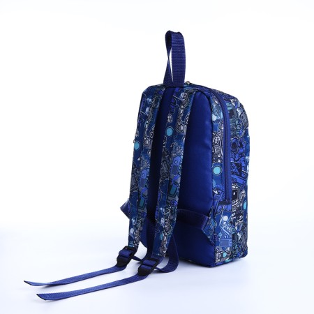 Baby backpack on lightning, 2 external pockets, blue color-1