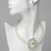 Set 2 objects: earrings, lady's necklace dazzling, white color in silver, 45 cm