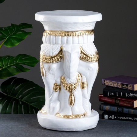 Figure - stand "Three elephants" white -gold, 28x28x50cm-1