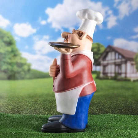 Garden figure "Chef with tray" 15x36x62cm-1
