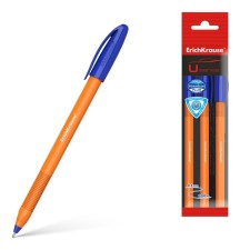 A set of ballpoint pens Erichkrause U-108 Orange Stick, 3 pieces, needle node 1.0 mm, color ink blue, super-furry letter, orange case