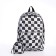 School backpack from textiles with a zipper, 4 pockets, black/white color