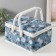 Casket for needlework "Black and white flowers on blue" 19x26x14.5 cm