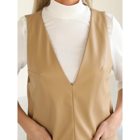 Women's dress, size 46, beige color-4
