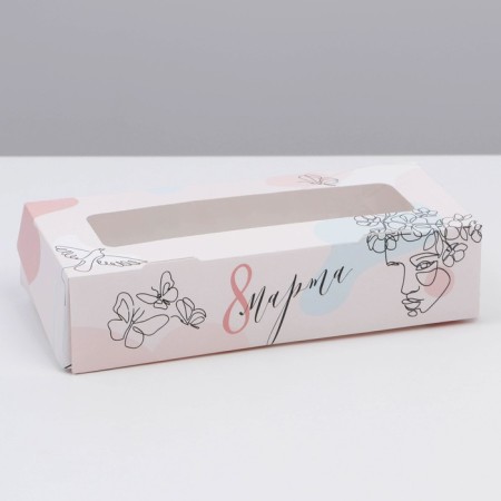 Confectionery packaging, box with lamination "Tenderness", March 8, 17 x 7 x 4 cm-1