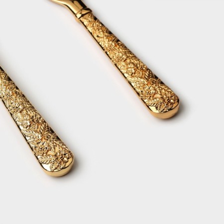 Goldy cake set, 2 items: knife length 27 cm, blade length 25 cm, gold color-1