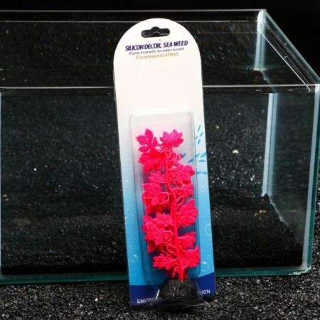 Silicone Aquarium plant, glowing in the dark, 6.5 x 18 cm, red-3