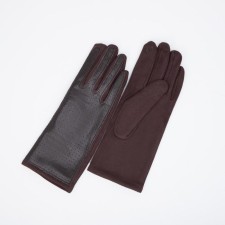 Gloves are female, dimensionless, without insulation, brown color