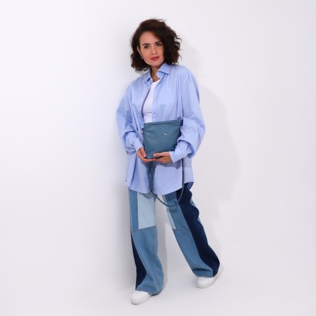 Bag Cross-Bodi with a zipper, blue color-6