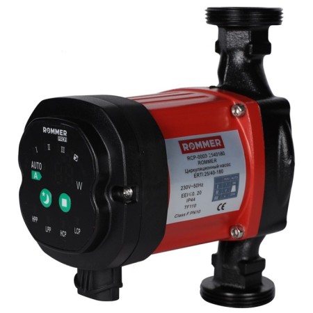 Circulation pump Rommer Erti 25/40-180, 22 W, pressure 4 m, 2.6 l/min, nuts, heat insulator
