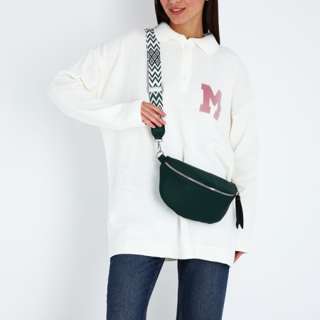 Bag Cross-Bodi with a zipper, green color-5