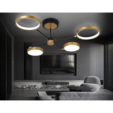 LED ceiling LED with Ambrella Light, Linetech, FL5153, 4200LUM, 3000-6400K, Black, gold, gold-1
