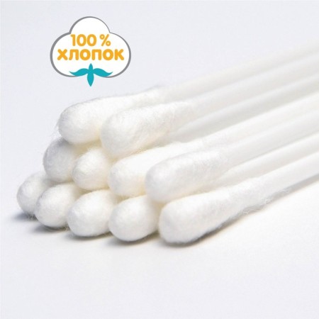 Cotton sticks, glass 200 pcs., Plastic, white color-1