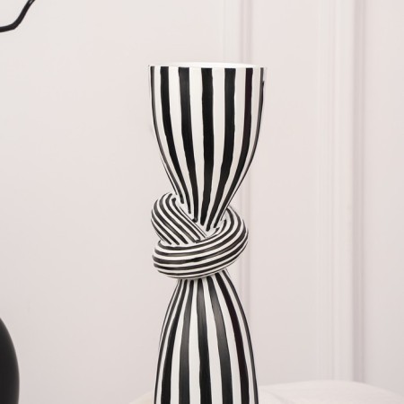 Click for one candle "Knot", white-black color 39 x 10.5 x 10.5 cm-6