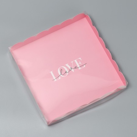 Cookie box, confectionery packaging with PVC lid, “silk love”, 21 x 21 x 3 cm-1