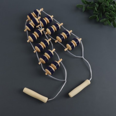 Massaging for the back, 10 links, wooden, with spikes, 86 × 7.5 × 3 cm-2