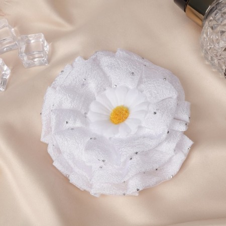 Hair elastic band Bant "Schoolgirl" Chamomile droplet, D-11 cm, white