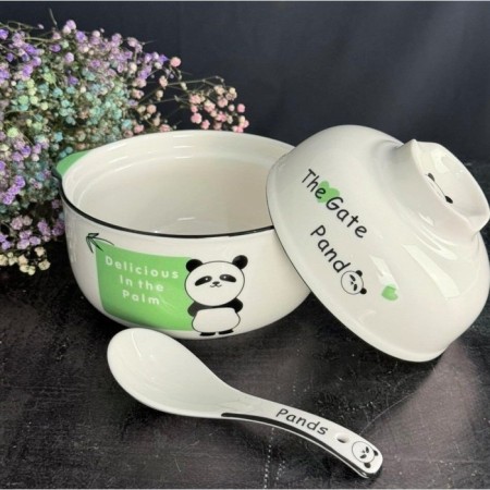 Saladnik with a lid and spoon Lenardi, porcelain