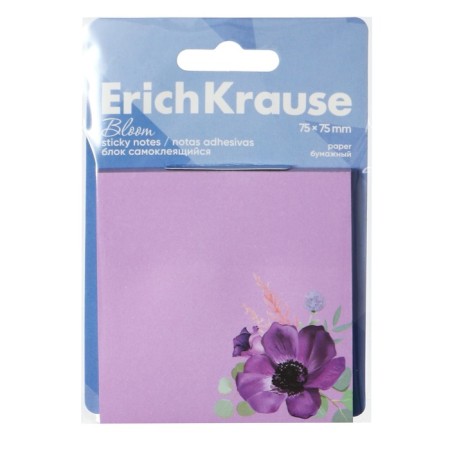 Block with a sticky edge paper 75x75 mm, Erichkrause, "Pastel Bloom", 50 sheets, purple