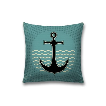 Pillowess decorative "anchor on sea waves", on a zipper, size 45x45 cm