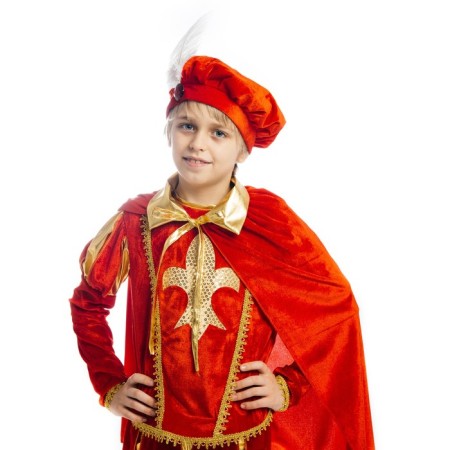 The carnival costume "Prince", 4 items: beret, cloak, camisole, pants with boots. Height 134 cm-2