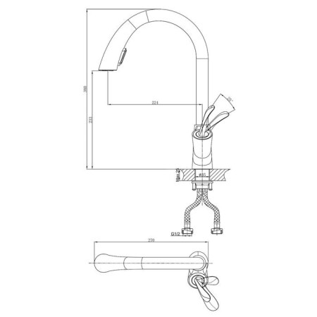 Kitchen mixer D&K Venice.baciano DA1032541, one -leaf, chrome-1