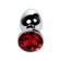 Anal plug Metal by Toyfa, silver, ruby, 7.1 cm, d = 2.7 cm