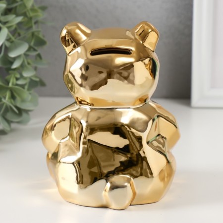 Piggy bank Ceramics "Bear 3D Branch" gold 11x9.5x14.3 cm-2