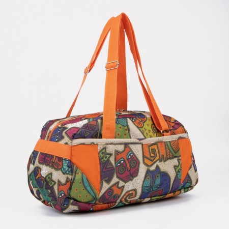 Sports bag with lightning, without lining, external pocket, orange/beige color