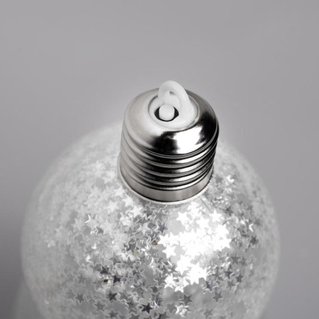 Set of Christmas tree balls “Silver stars” 3 pcs., Battery, 5 LED, glow white glow-3
