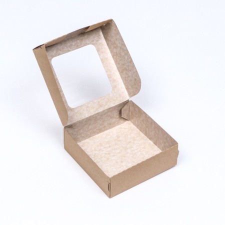 Folding box, with a window, craft, 11.5 × 11.5 × 4 cm-3