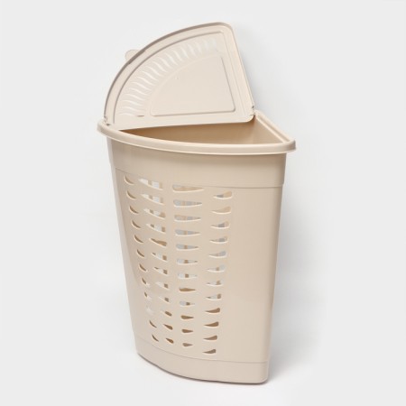 Corner underwear basket with a lid, 45 l, 37 × 50 × 56 cm, ivory color-1