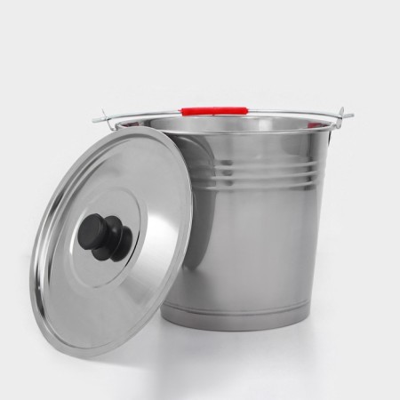 A bucket with a lid, 12 l, stainless steel-2