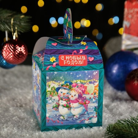 Gift box "Winter Fantasy" in turquoise, 12 x 12 x 17 cm