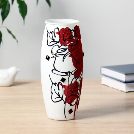 VAZ Rose on white with galography on painted glass, D = 7; H = 23 cm