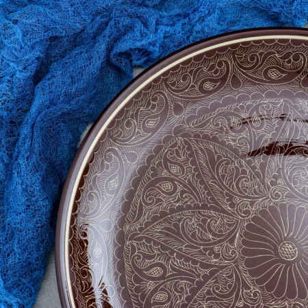 Round Light, 36 cm, Rishtan patterns, brown patterns-3