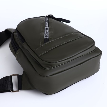 Male sling bag from textiles, headphones, green color-6