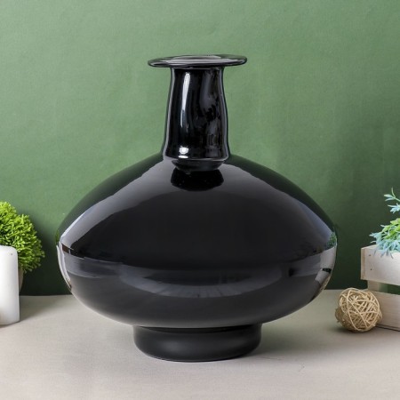 Vase "Black gloss" bottle. Decor 28x30 cm-1