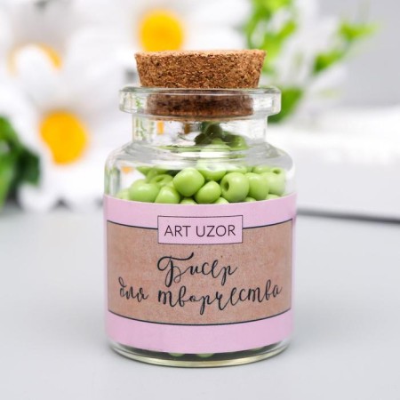 Round beads 6/0 in the bottle "pistachio" 20 g