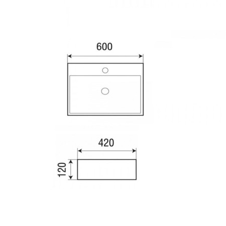 Grossman GR-3036 sink, rectangular, 600 x 420 mm, white-3