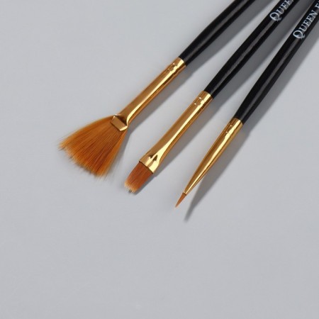 A set of brushes for building and design of nails, 3 pcs, 18.5 cm, black/gold color-3