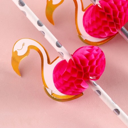 Flamingo cocktail tubes, spiral, 6 pieces in a set-3
