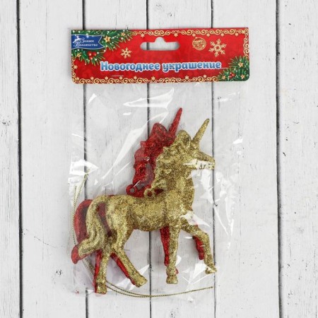 Christmas tree decoration "Unicorn Brill" (set 2 pcs) 7x11 cm, mix-1